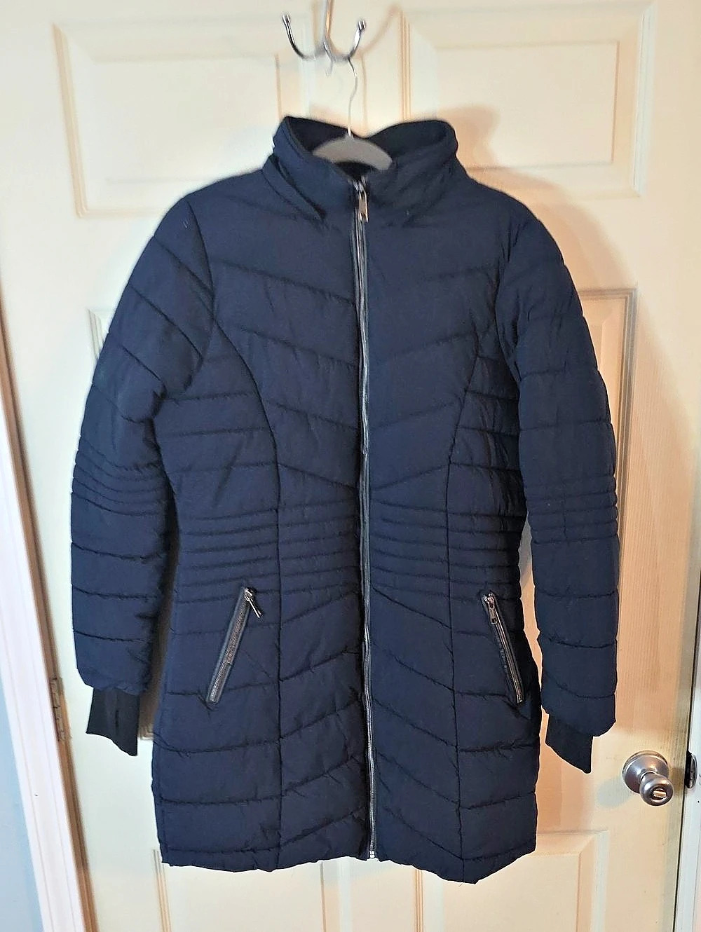 Bombastik Quilted Puffer Coat in Blue XL No Hood
